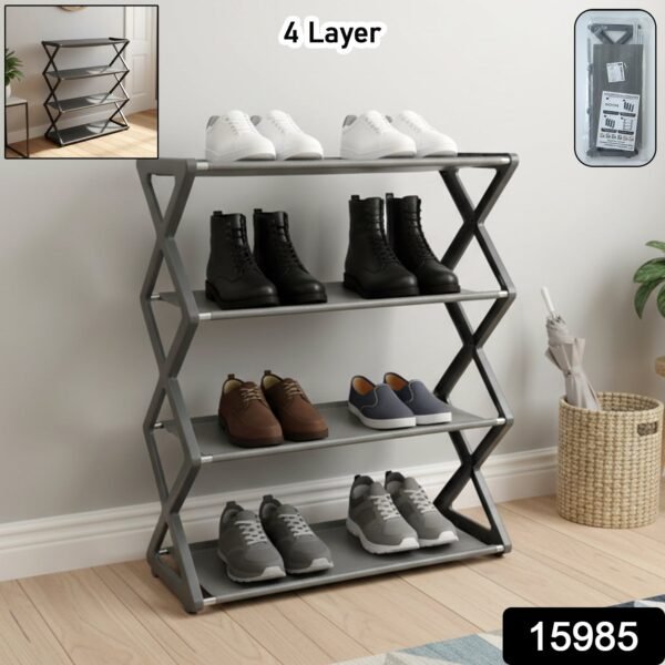 4 Layer Foldable Shoe Rack – Space-Saving Storage Solution