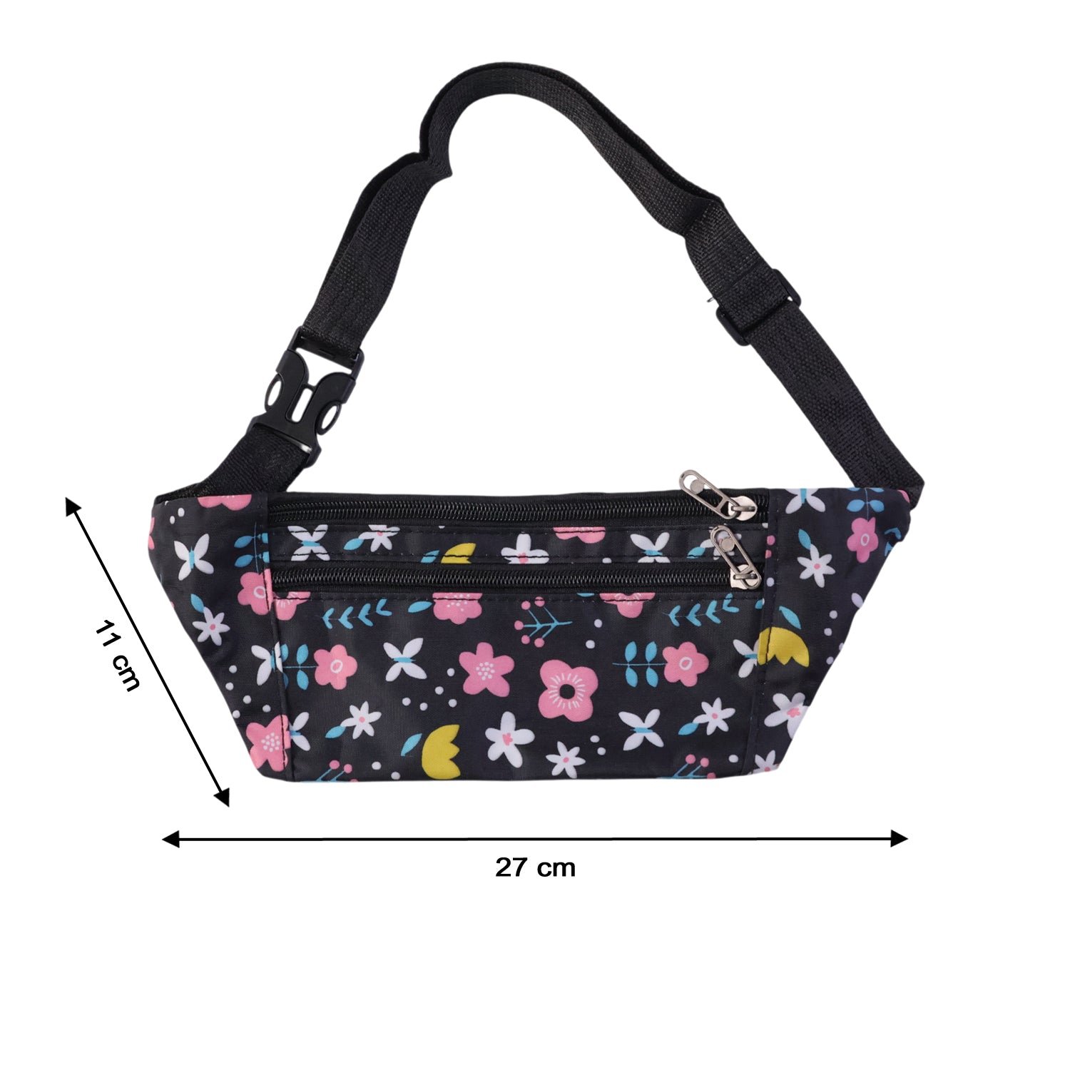 Floral Print Waist Bag – Adjustable Strap with Zipper Pockets