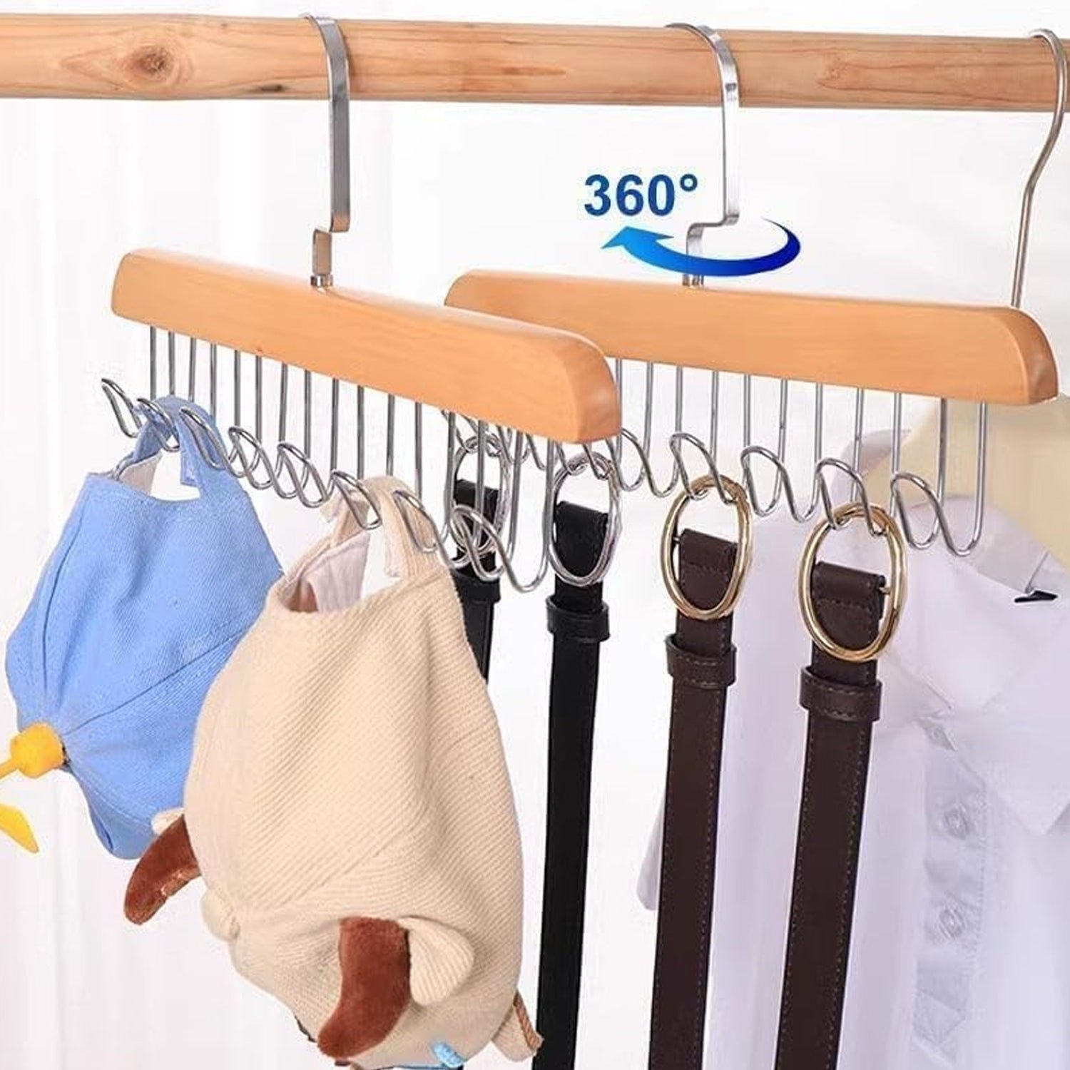 Space Saving Hanger – 8-Hook Lotus Wood Closet Organizer | Organivo