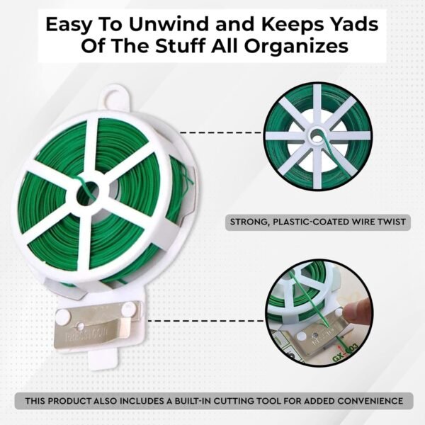 Reusable Green Twist Tie Roll – Flexible Multipurpose Wire with Cutter