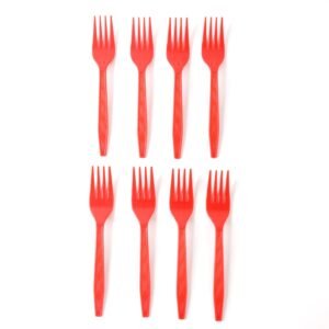 Red Disposable Plastic Forks – Durable & Reusable 8 Pack