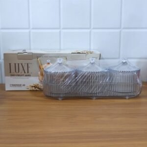 Dry Fruit Storage Jars – 3-Piece Set with Tray for Freshness