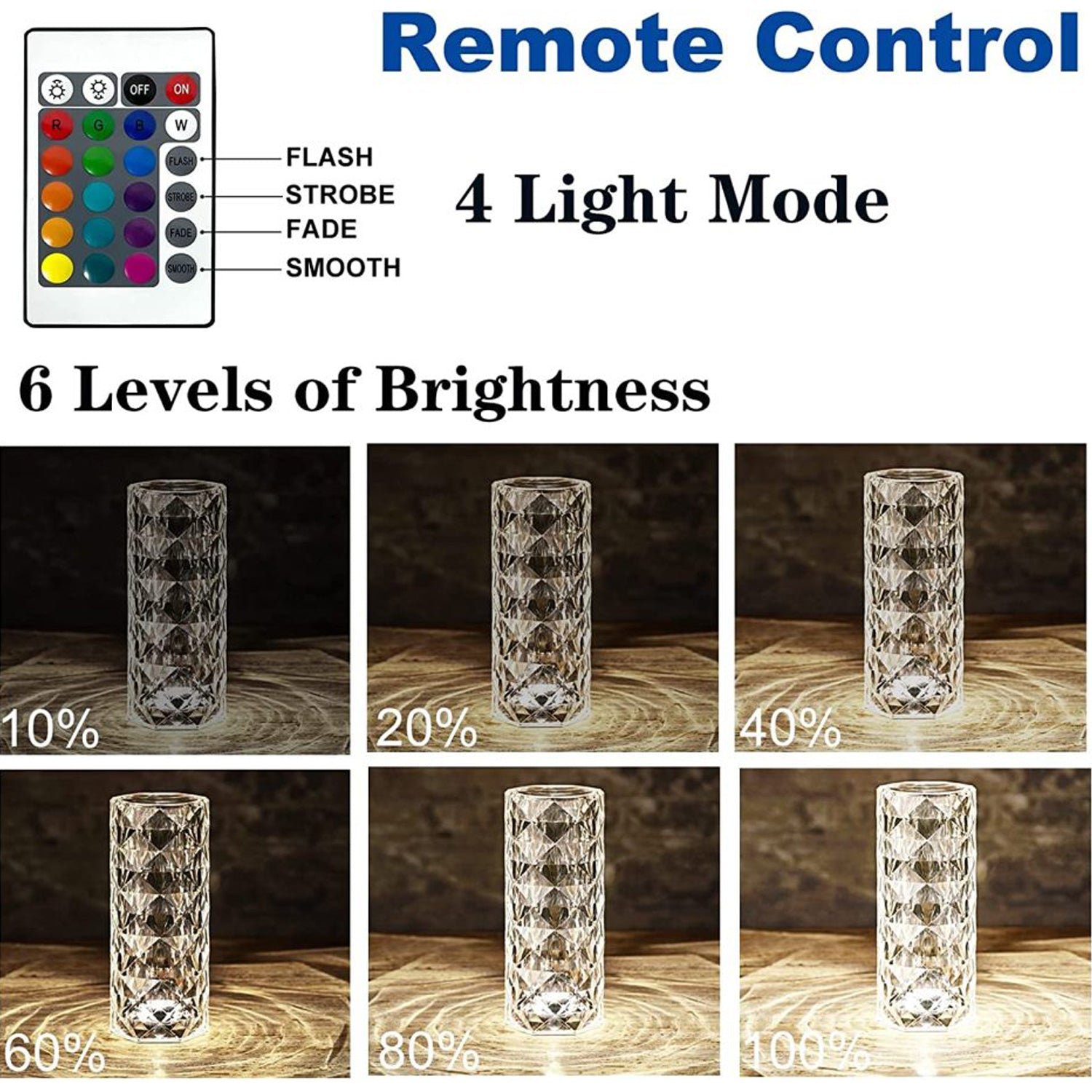 Crystal Touch Lamp – 16-Color Rose Diamond LED Table Light | Styleva