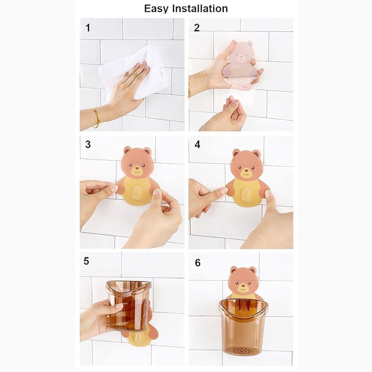 Teddy Bear Toothbrush Holder – Cute Wall-Mounted Kids Organizer