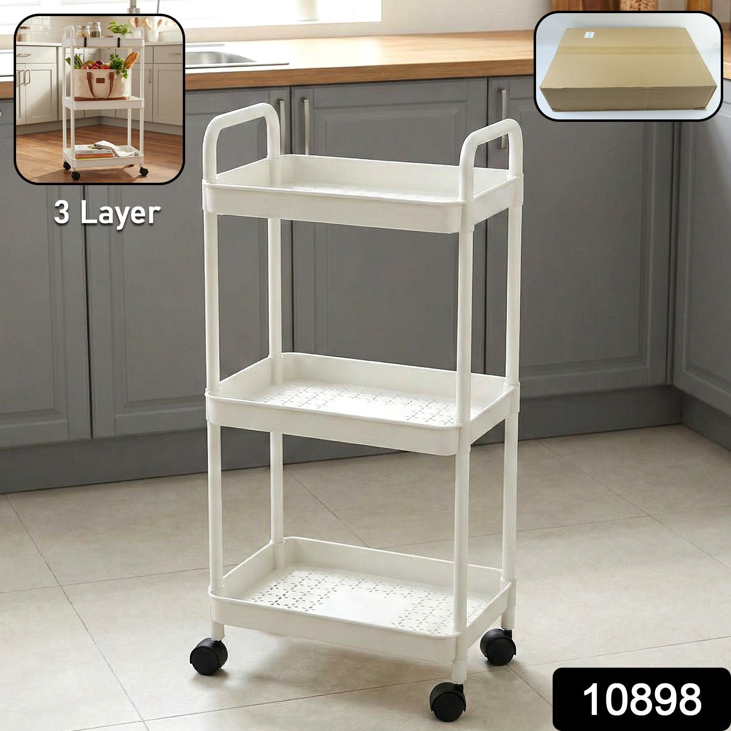 3 Layer Rolling Storage Trolley – Space-Saving Multipurpose Organizer