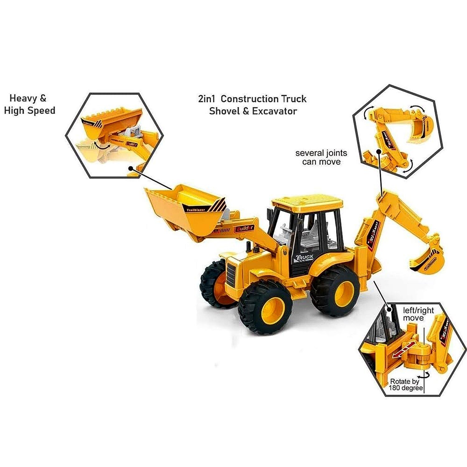 JCB Style Backhoe Loader Toy – Friction Powered Fun for Kids