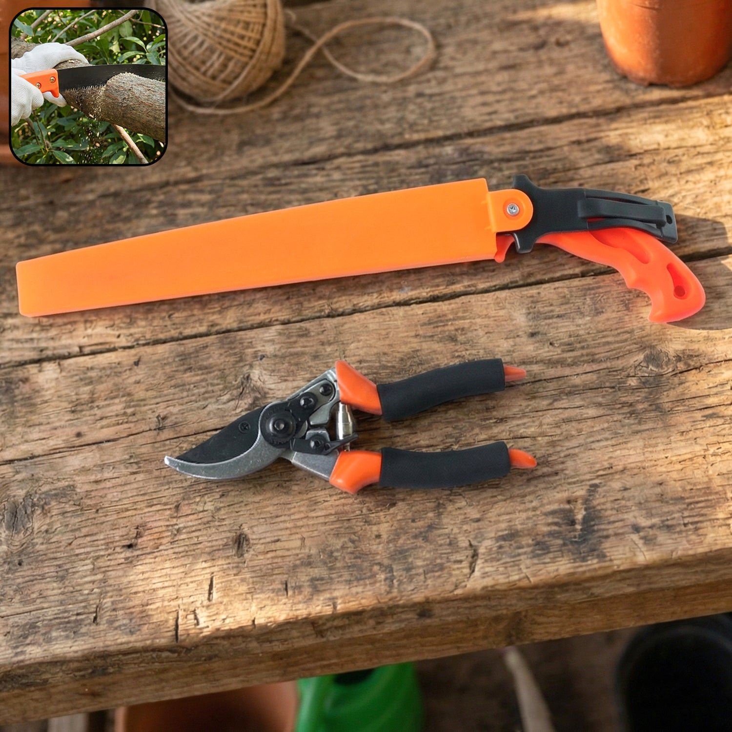Garden Pruning Tool Combo – Heavy Duty Saw & Sharp Shears