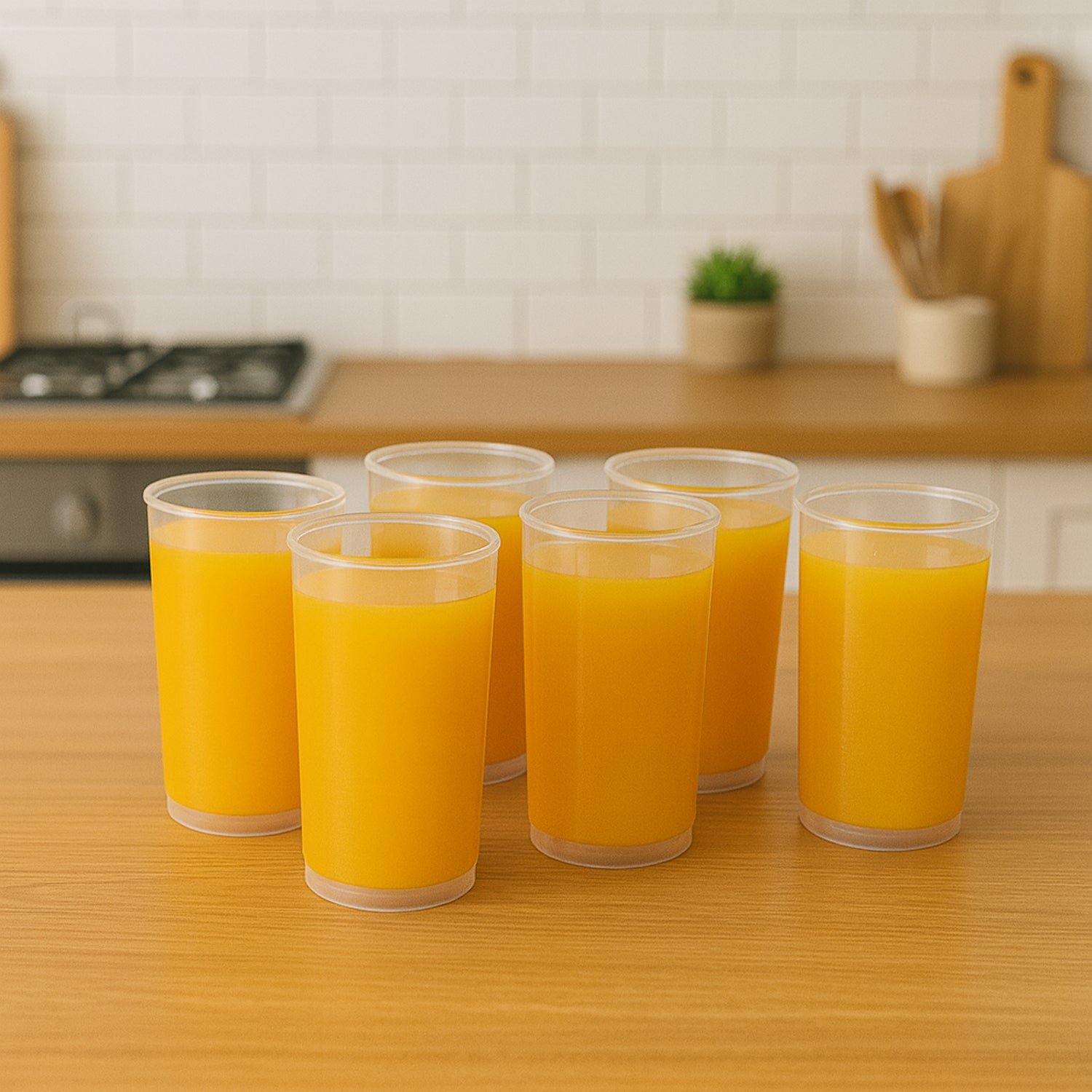 Martini Clear Glass Set – 6 Durable 300ml Plastic Tumblers