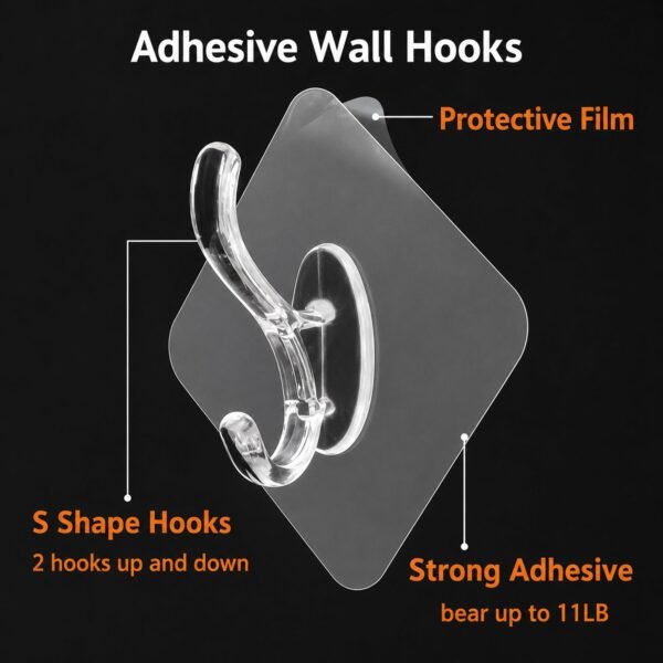 Strong Adhesive Wall Hook – No Drilling, Space Saver for Home
