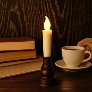 LED Flameless Candle with Holder – Elegant Flickering Light