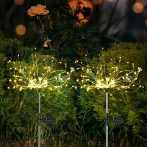 Solar Starburst Garden Lights – Warm White Firework Effect 2 Pc Set