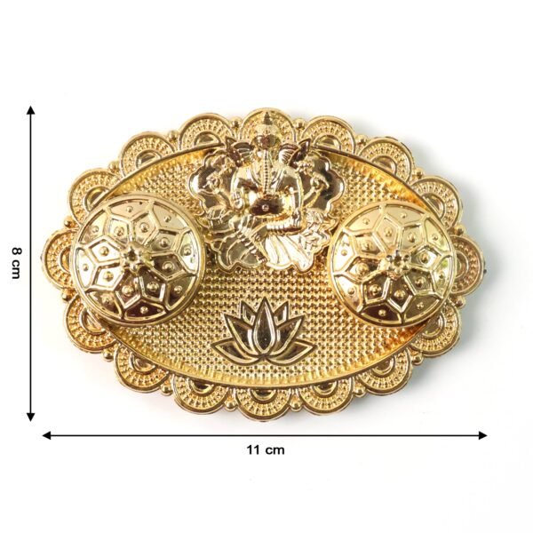 08_thali Ganesh Embossed Roli-Chawal Kumkum Chopra – Antique Gold Finish