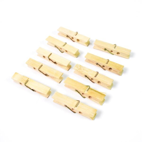 Bamboo Cloth Clips – Heavy Duty Wooden Pegs (10 Pcs) | BathNova