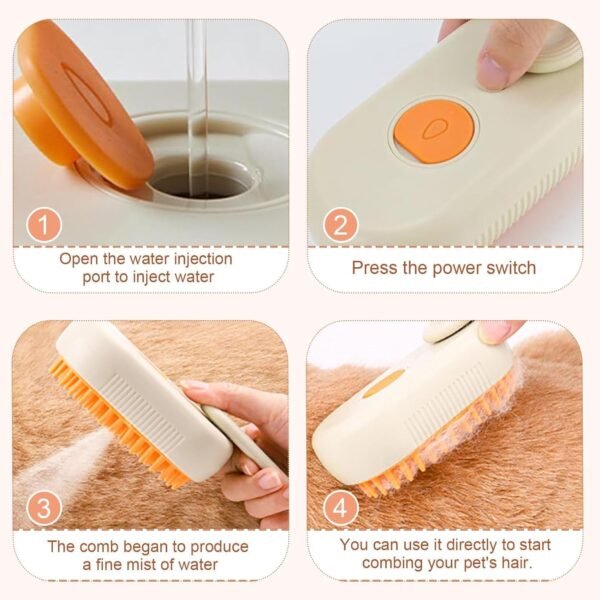 Electric Pet Steam Brush – Hair Removal & Massage | Calm & Curl
