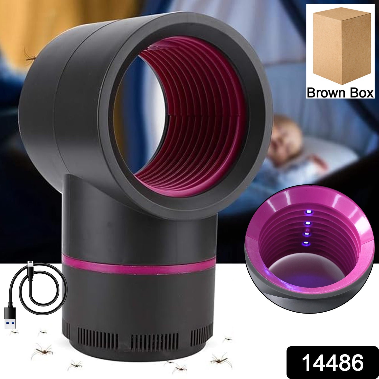 USB Electric Mosquito Killer Lamp – Silent, Baby-Safe Trap