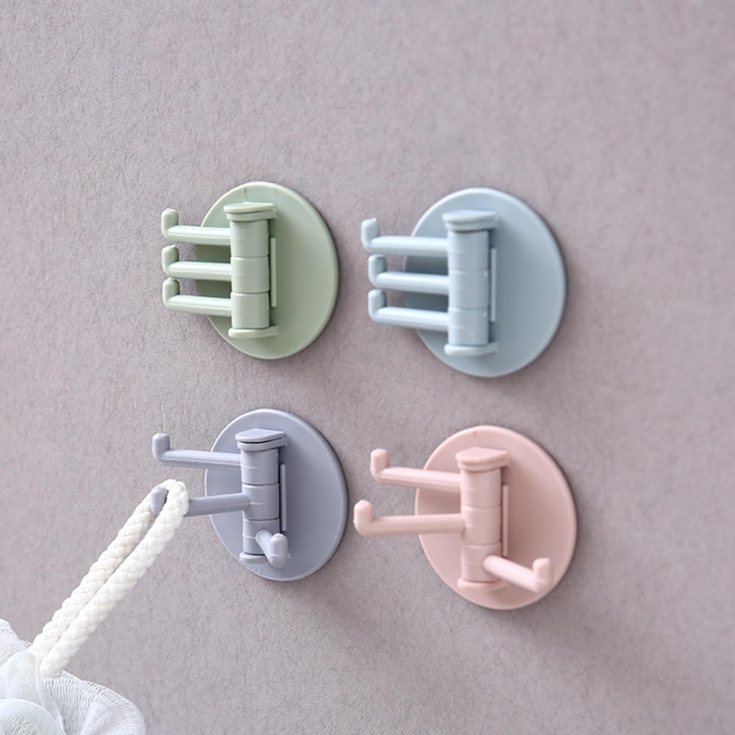 Punch-Free Sticky Hook – 3-Hook Rotating Organizer | GlimmerHome