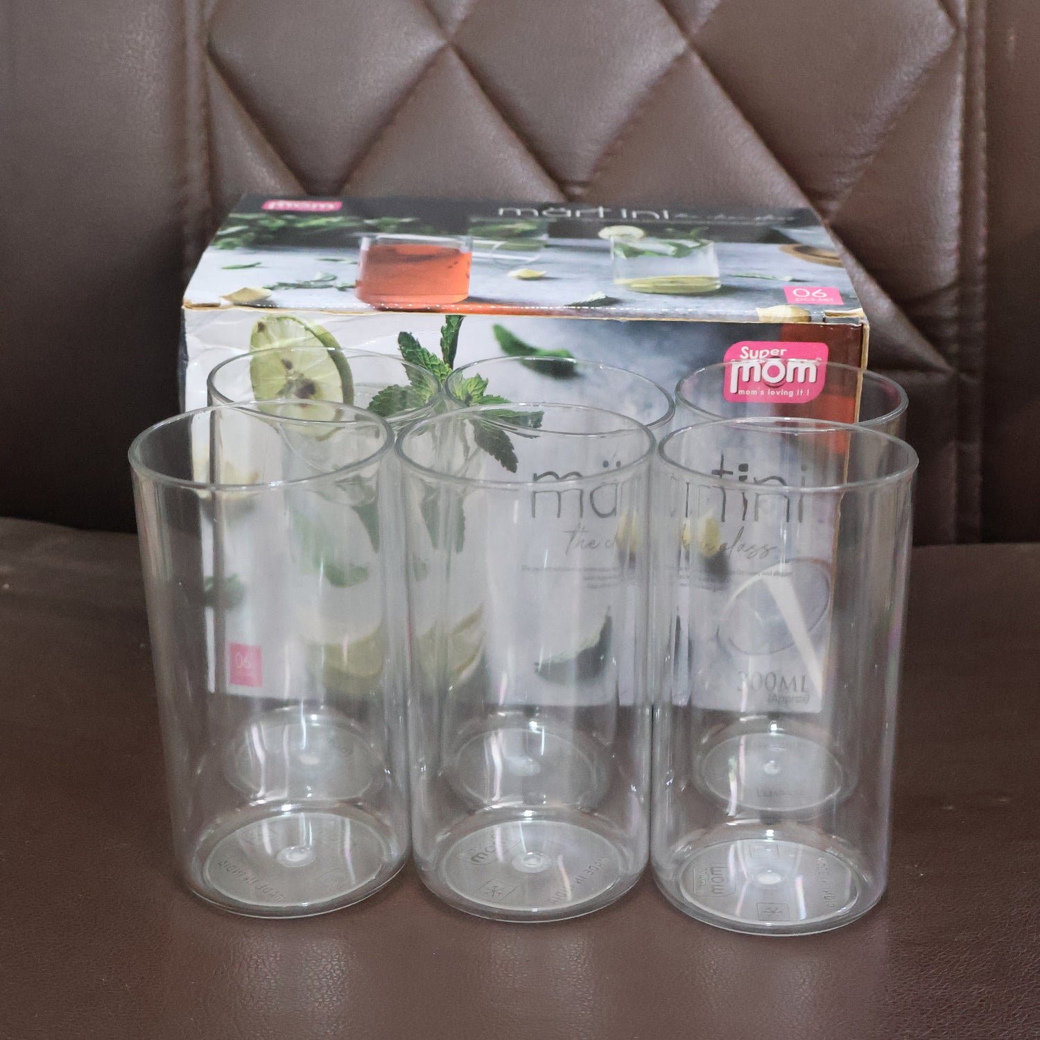 Martini Clear Glass Set – 6 Durable 300ml Plastic Tumblers