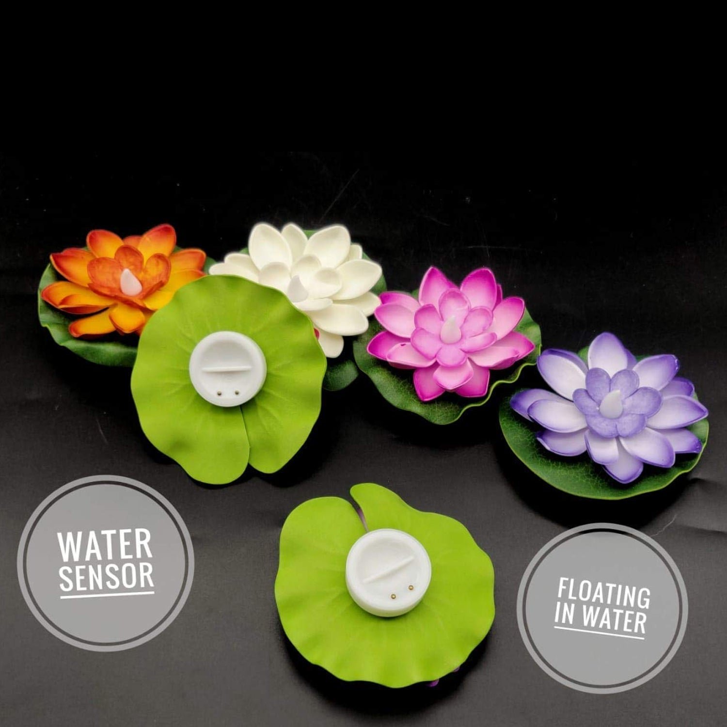 Floating Lotus LED Candles – Smokeless & Waterproof (Pack of 6) | Indo Glow