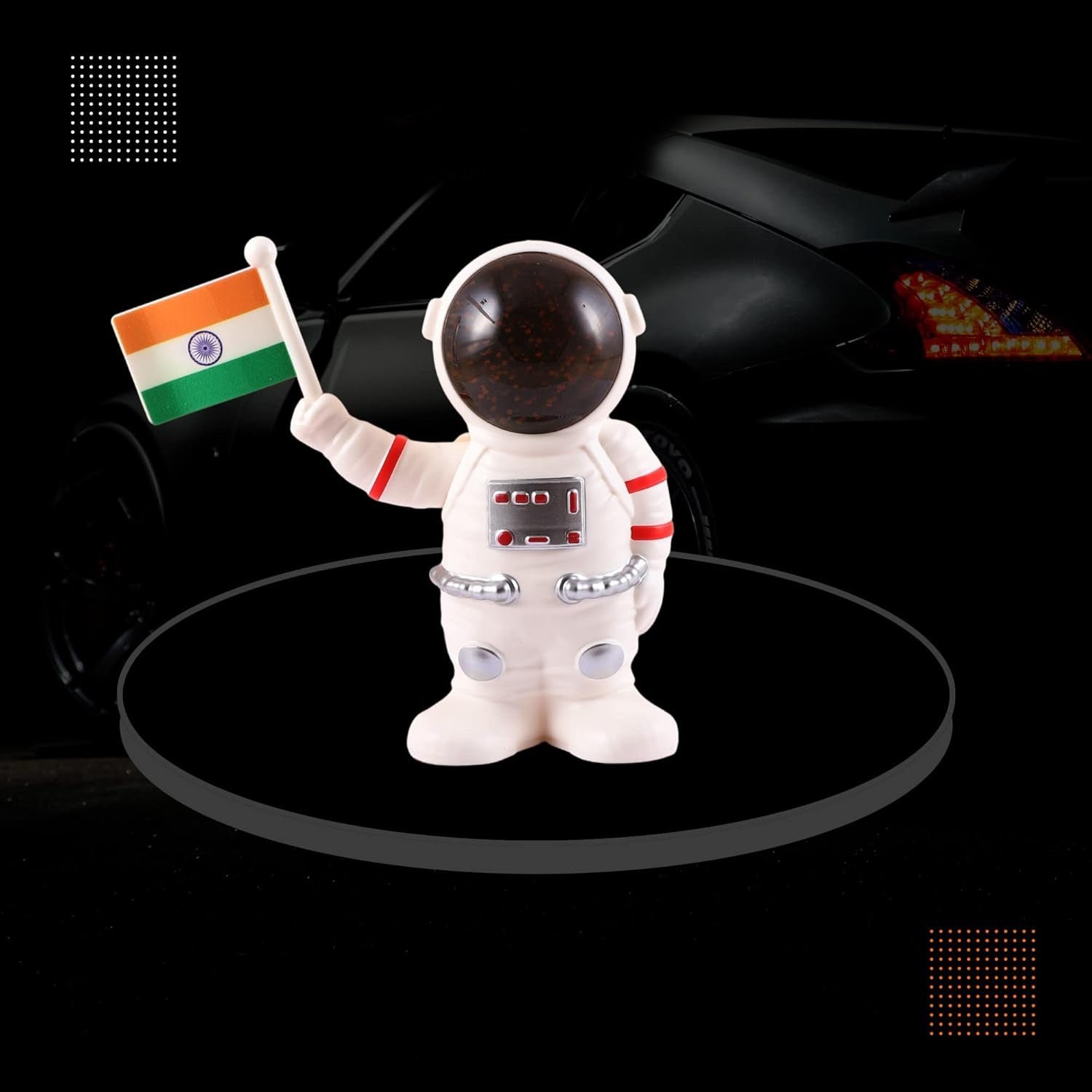 Solar Power Astronaut Ornament – Indian Flag Car Dashboard Décor