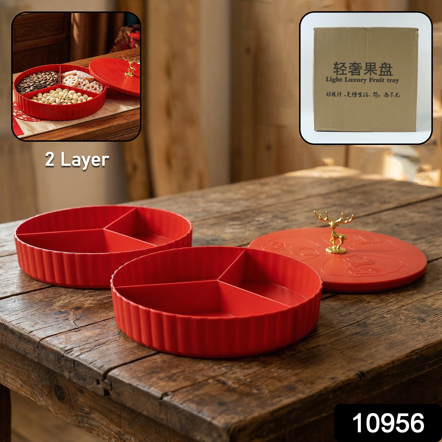 Dry Fruit Serving Tray – 2 Layer Multipurpose Snack Organizer