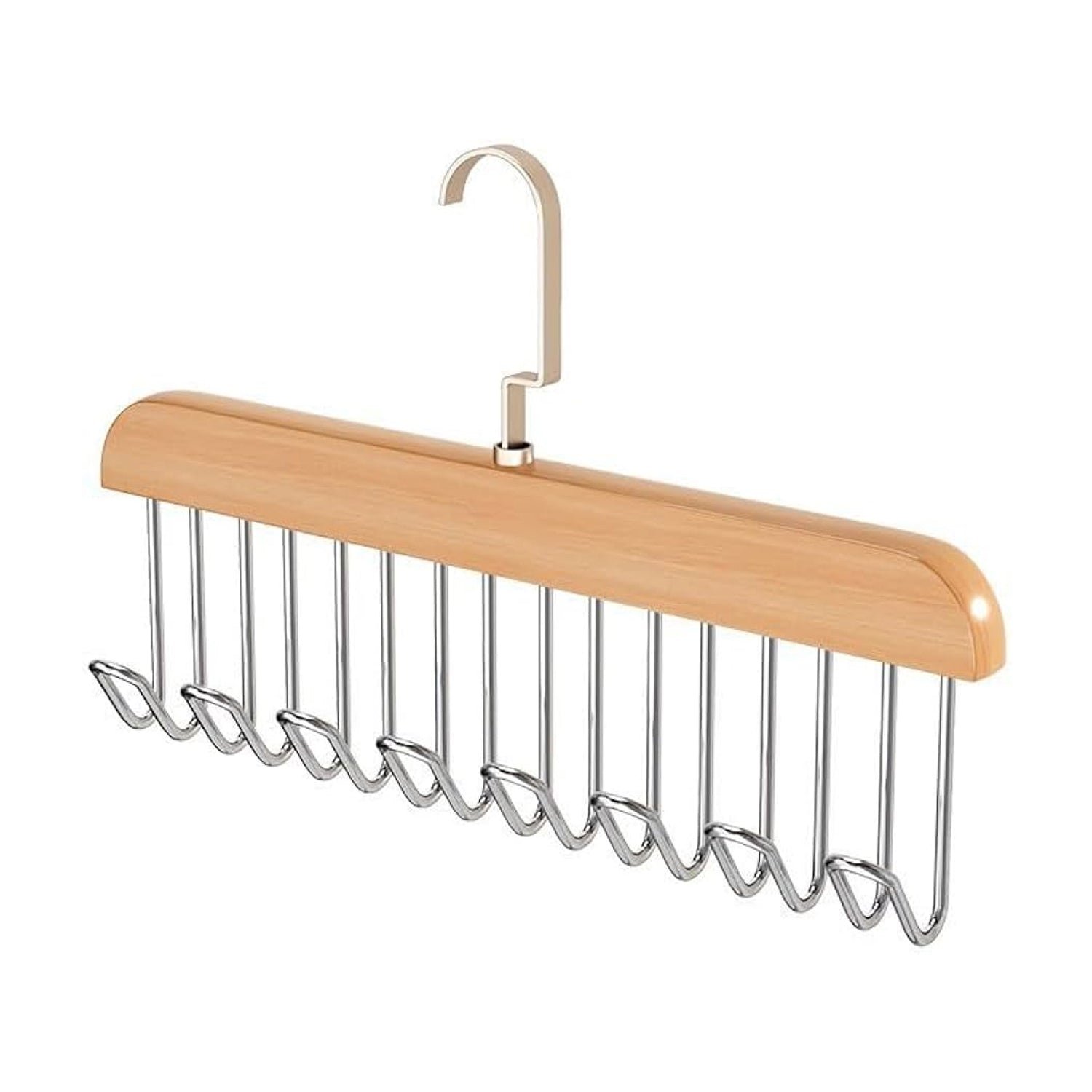 Space Saving Hanger – 8-Hook Lotus Wood Closet Organizer | Organivo
