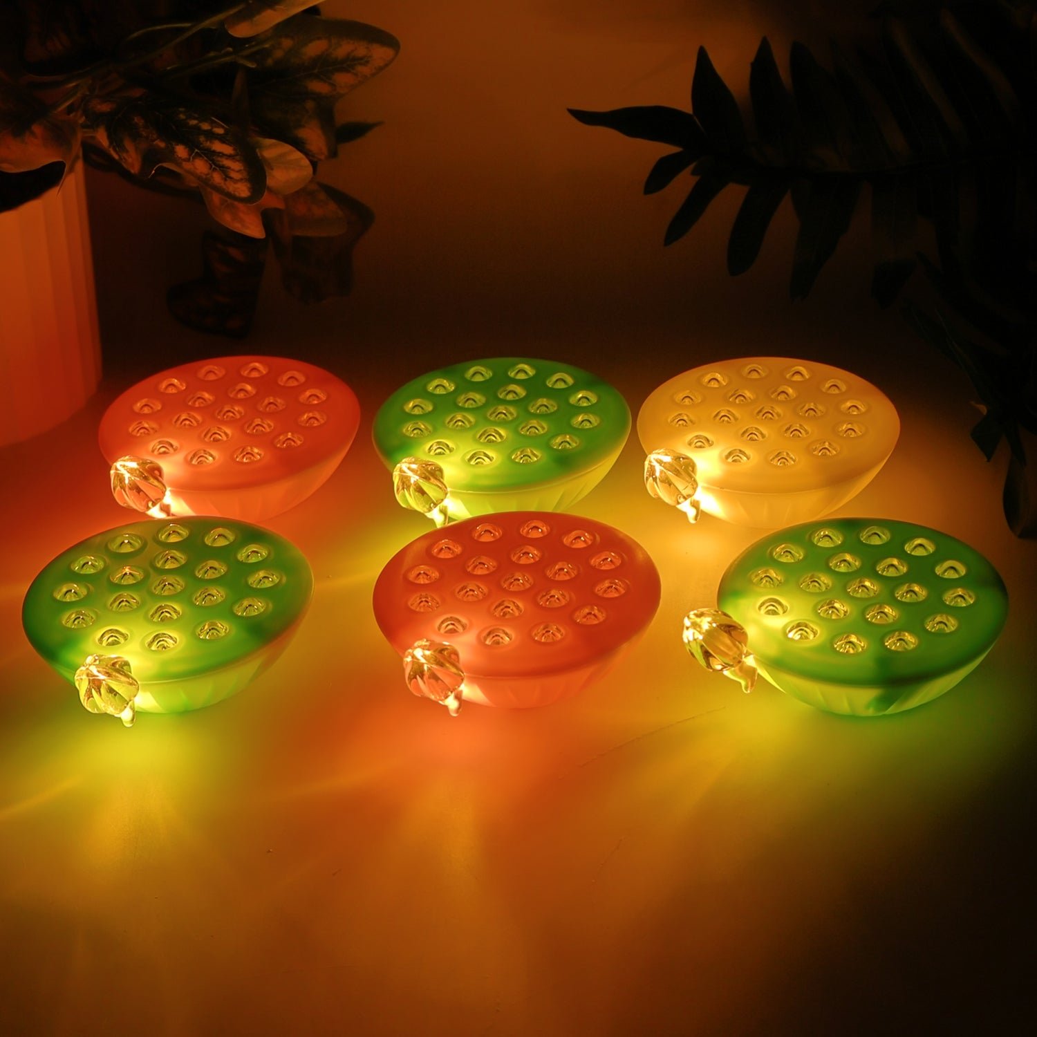 Lotus Canopy LED Decorative Lamps – Set of 6 Multicolor Lights