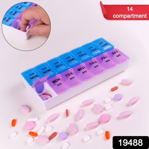 Weekly Pill Organizer – 14 Compartments with Snap Lids