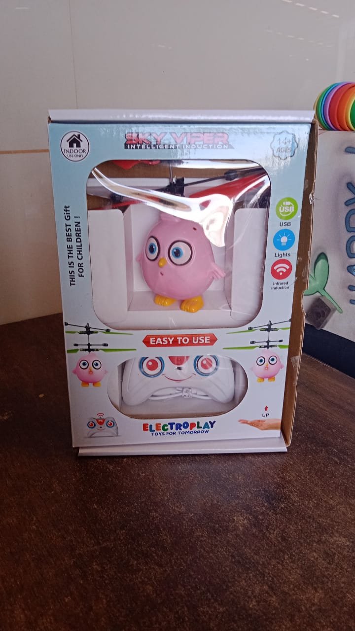 Flying Bird RC Toy – Pink Owl Design with LED & Remote Control