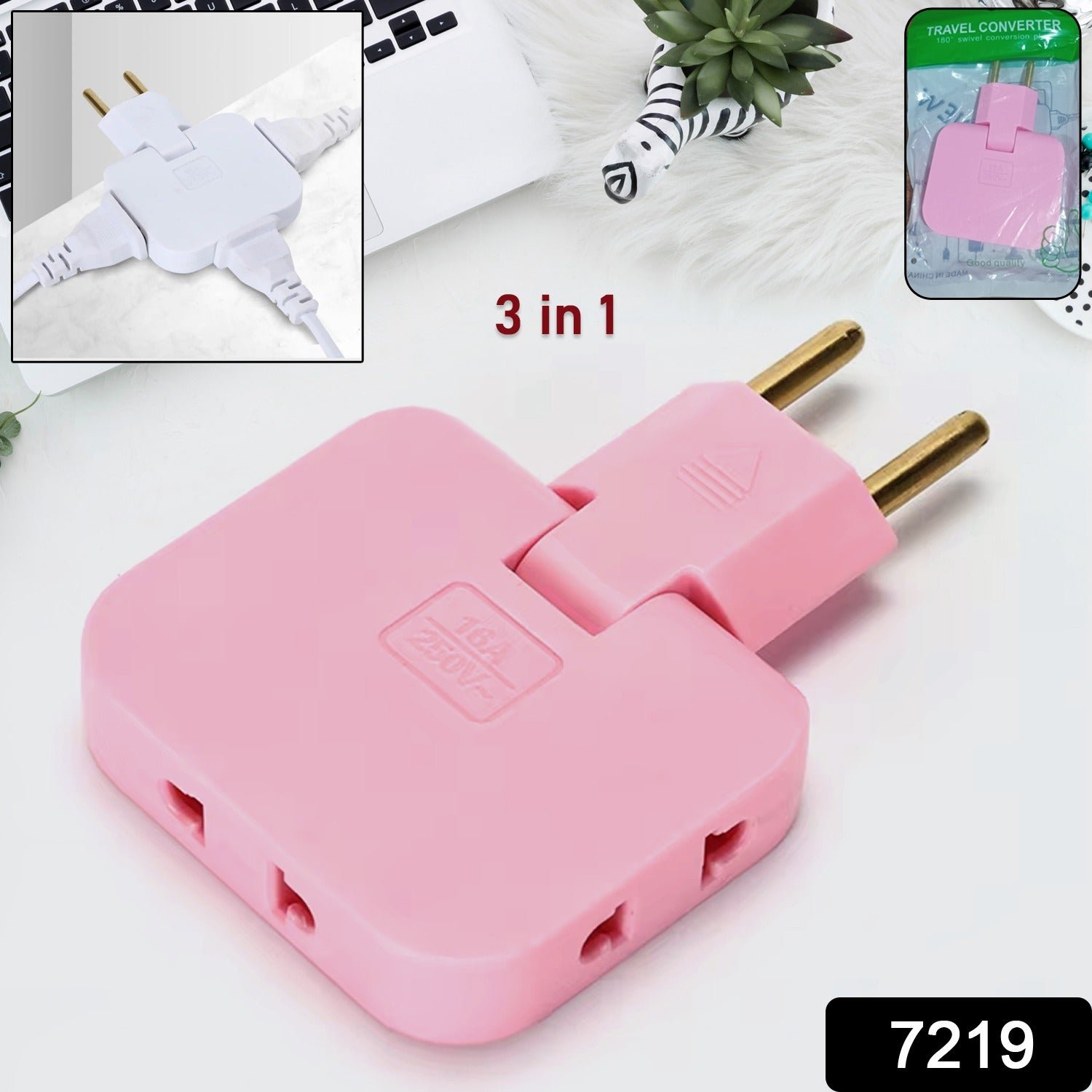 Foldable Wall Plug Adapter – 3-in-1 Compact Travel Socket | Tetherix