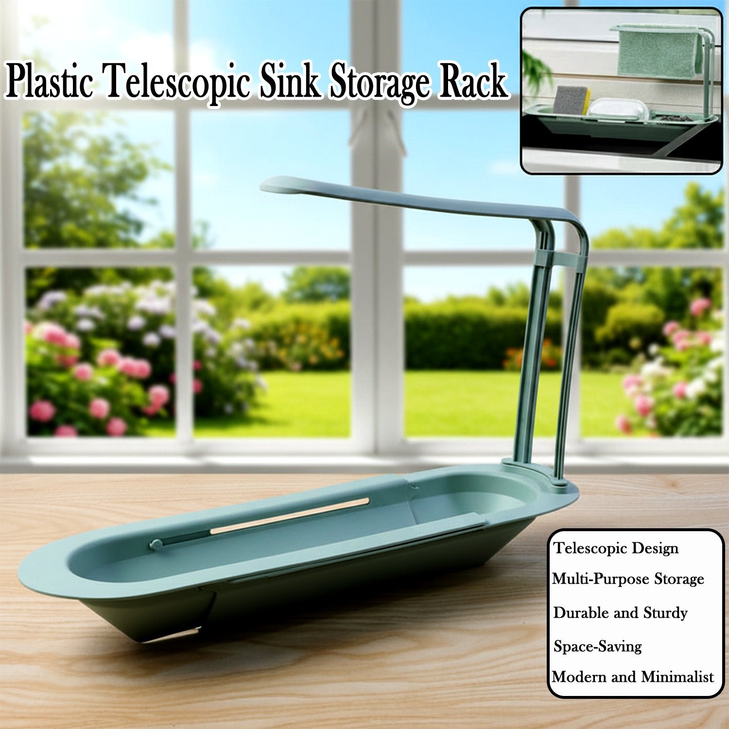 Telescopic Sink Storage Rack – Adjustable & Space-Saving