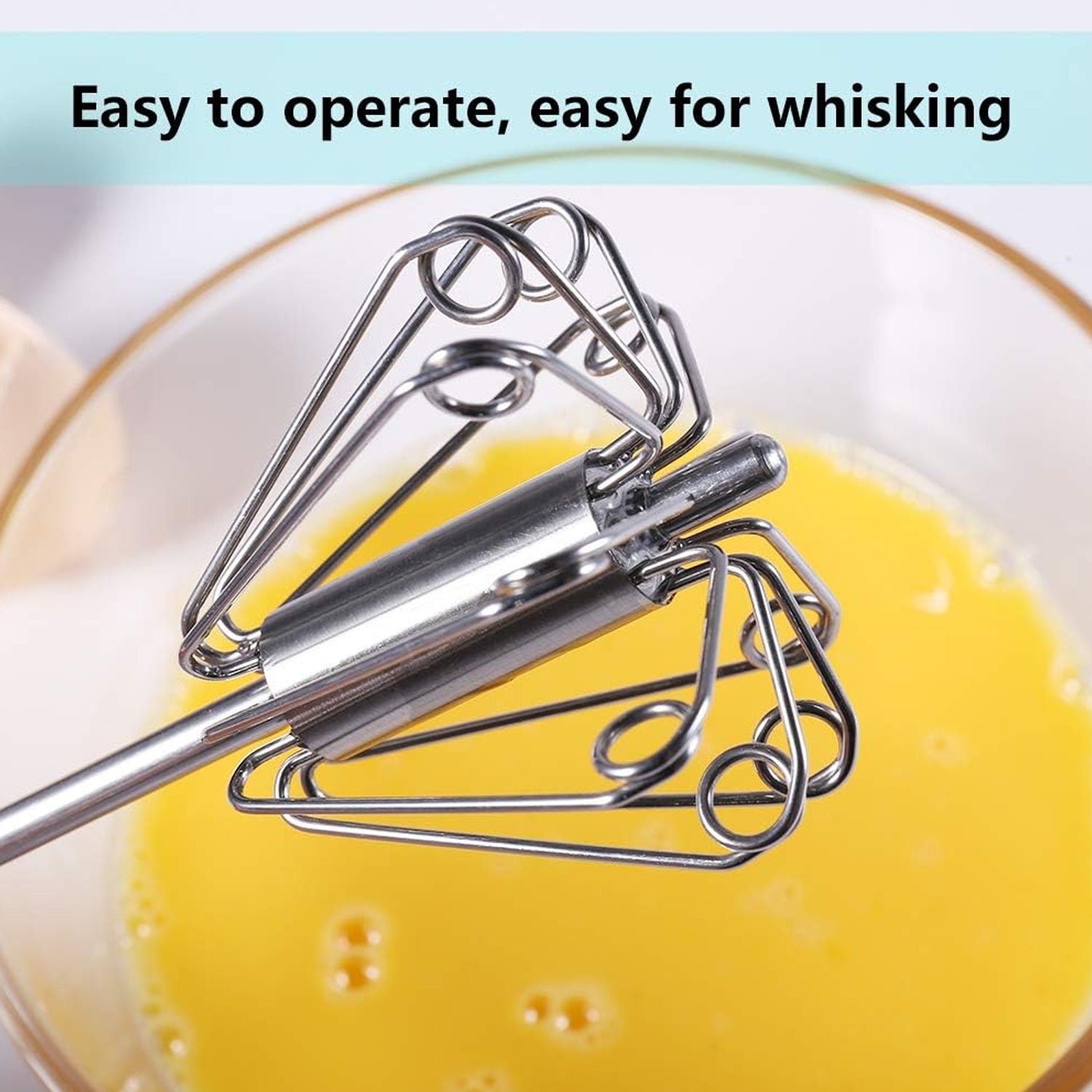Stainless Steel Egg Whisk – Hand Push Rotary | Quickslice