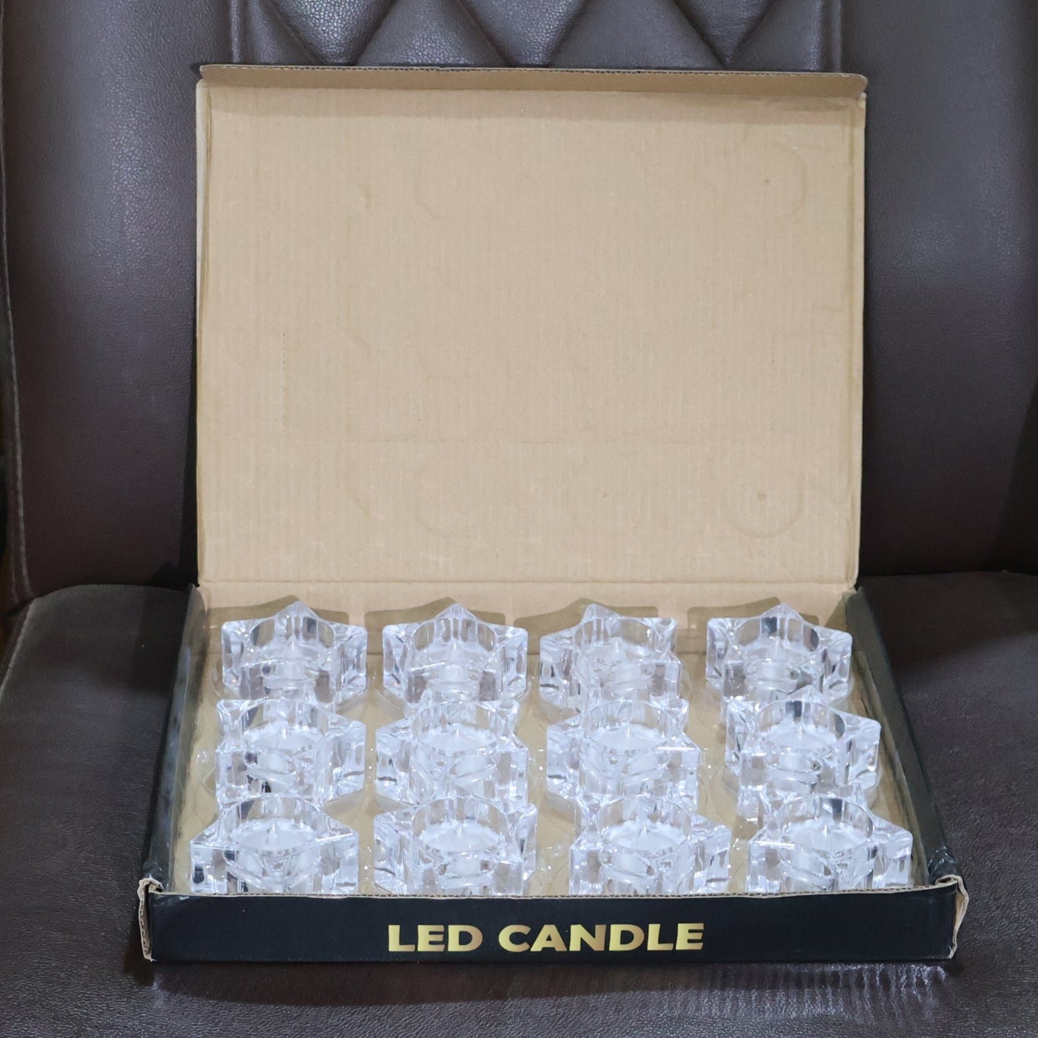 LED Crystal Effect Flameless Candles – Set of 12 Decorative Tealights