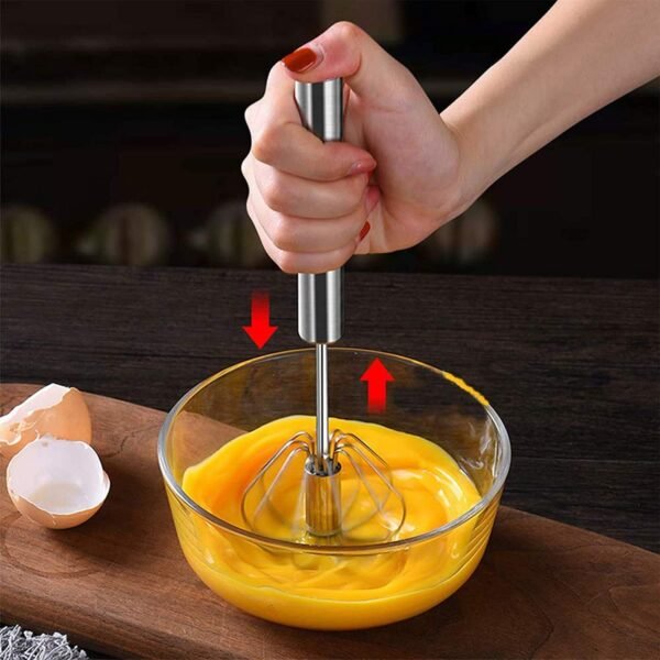 Stainless Steel Egg Whisk Hand Push Rotary Blender 27 cm