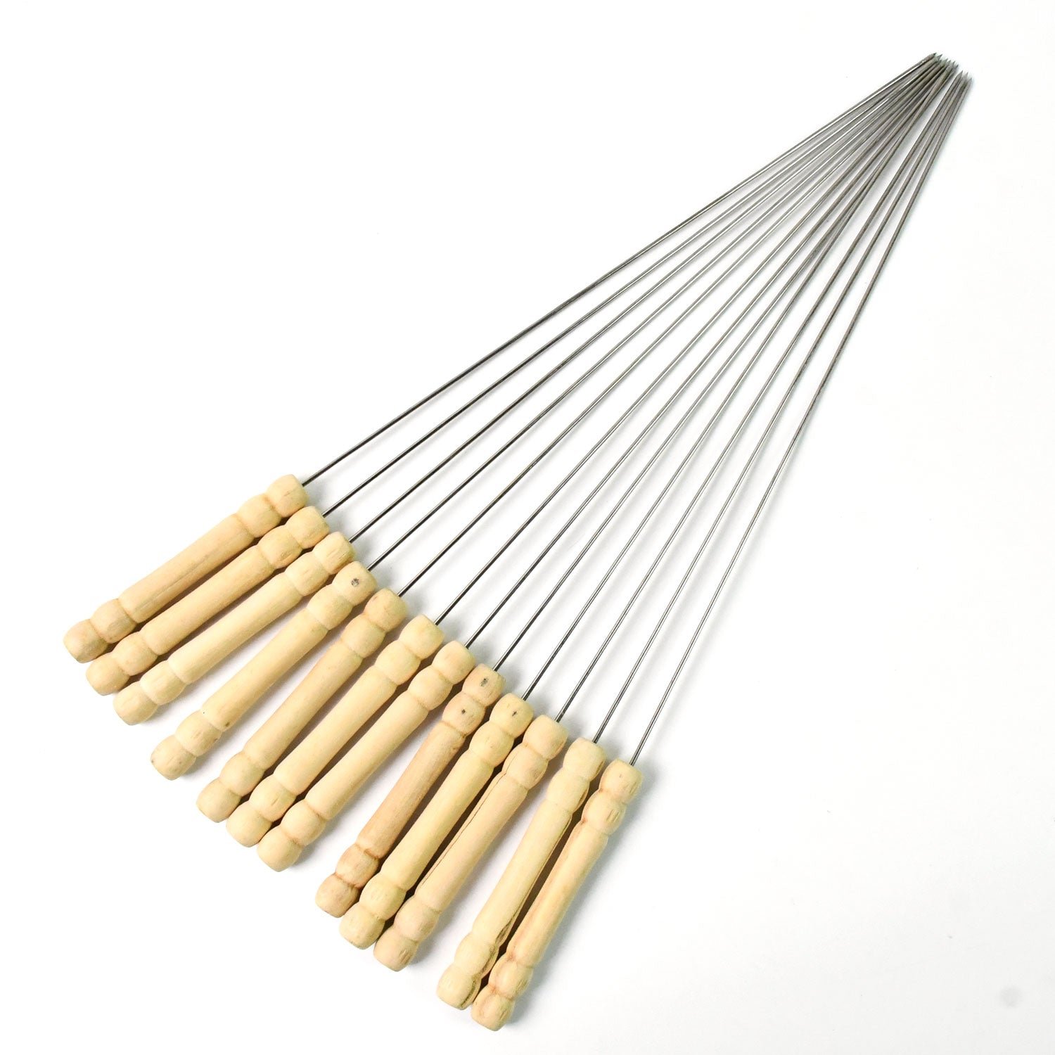 BBQ Skewers – Stainless Steel with Wooden Handles, Set of 12 | Indo Glow