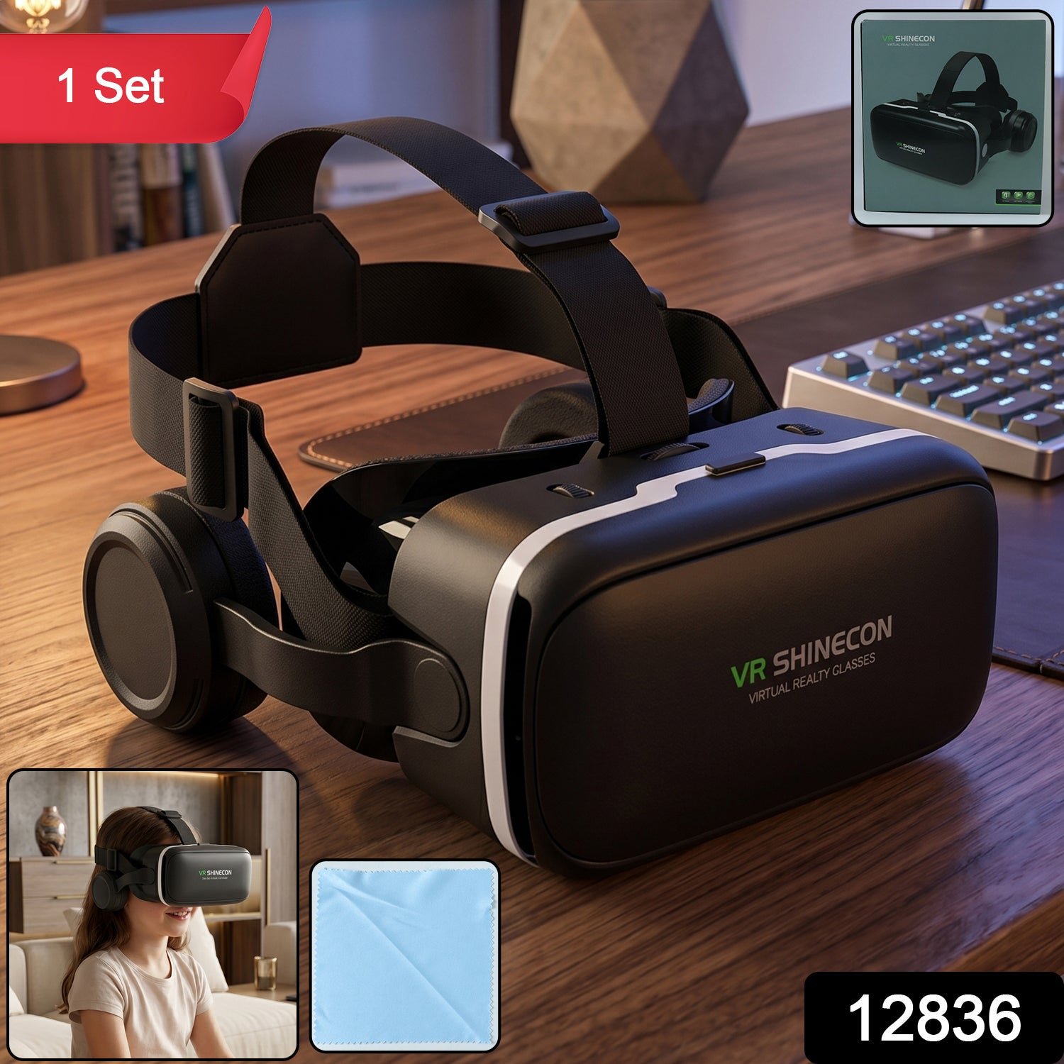 VR Headset – Immersive 3D Experience with Headphones | Fitnos