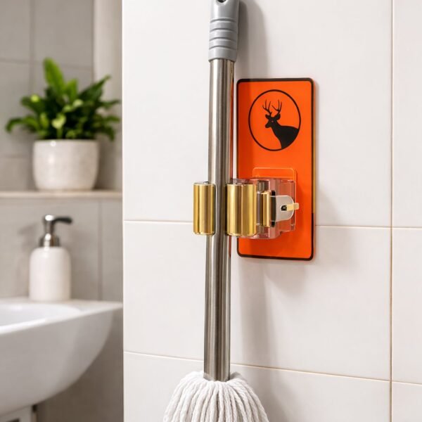 Wall Mounted Mop Holder – Space-Saving Cleaning Tool Organizer