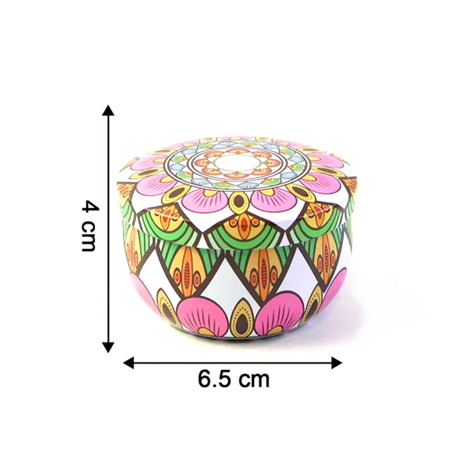 Mandala Printed Metal Candle Container – Reusable 4 Piece Set