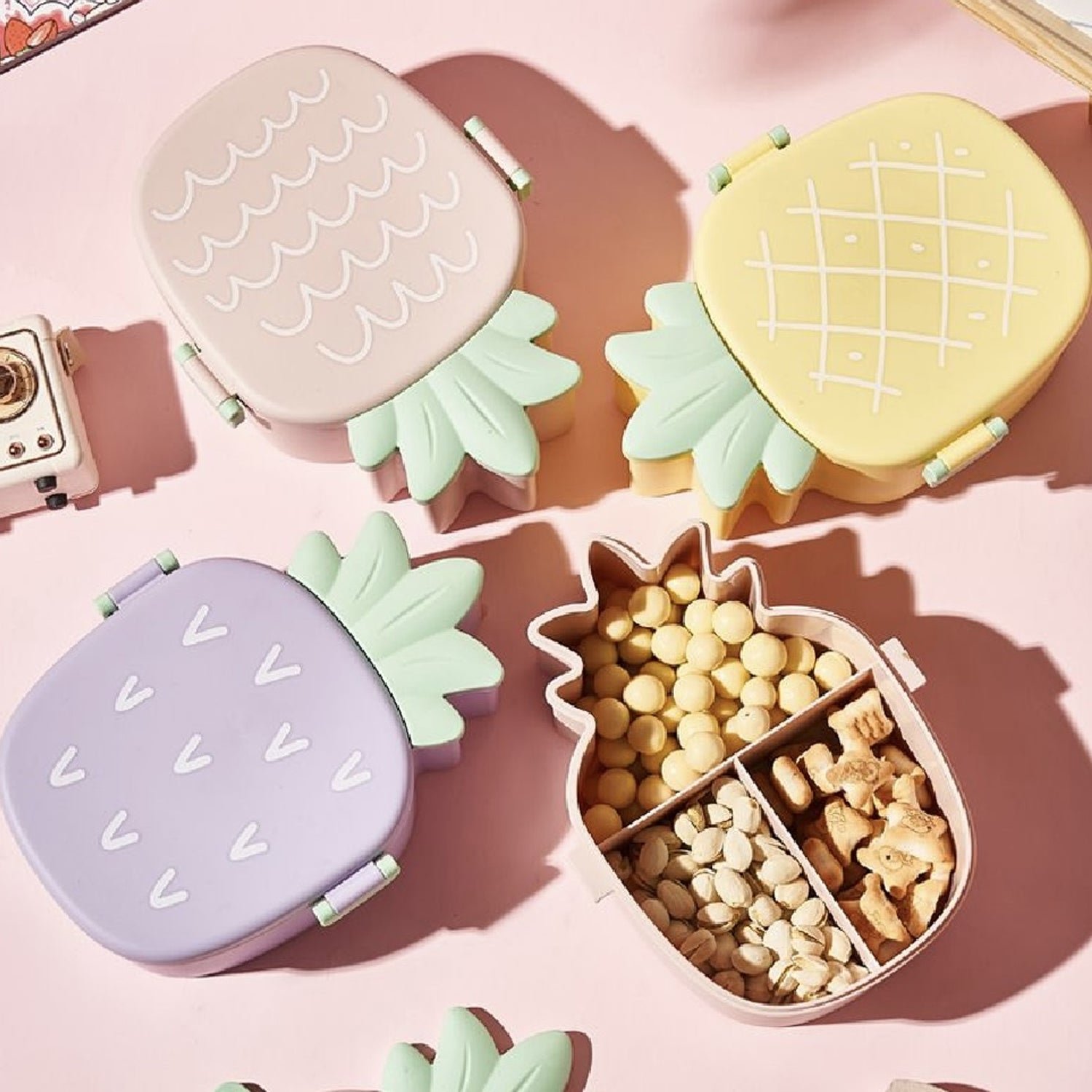 Kids Bento Lunch Box – Pineapple Design with Fork & Spoon | Lunchie Bunchie