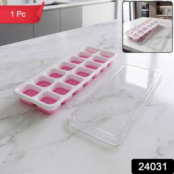 10_icetray Plastic Ice Cube Tray – Durable with Lid for Easy Freezing