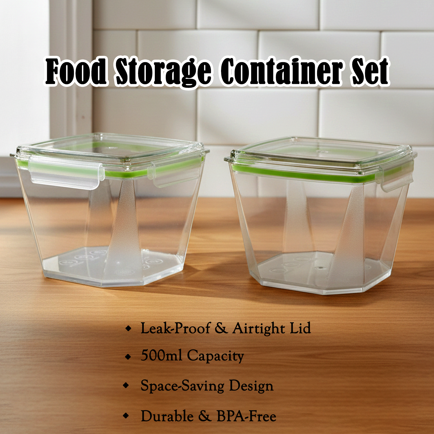 500ml Leak-Proof Food Storage Container Set, Durable & Airtight