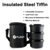 Insulated Stainless Steel Tiffin Lunch Box – 3 Containers with Carry Bag