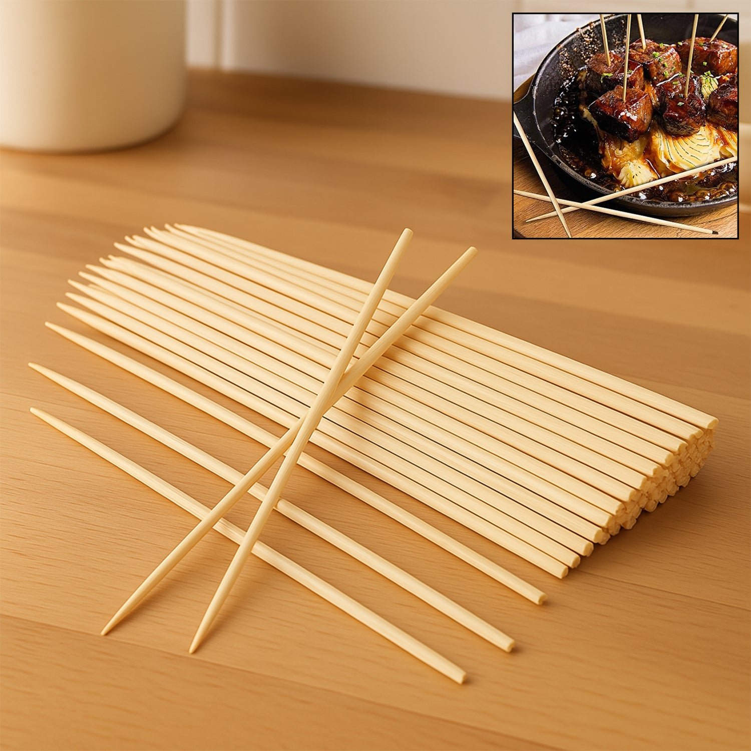Natural Bamboo Skewers 15cm – Eco-Friendly BBQ Sticks | ChefArmor