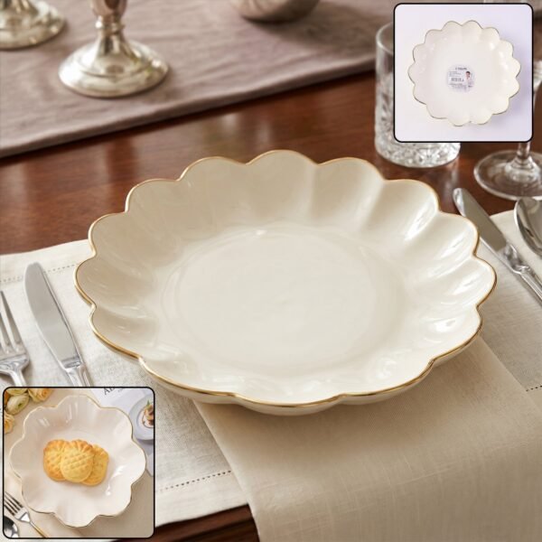 Lotus Flower Decorative Serving Tray – Elegant Snack & Dry Fruit Platter