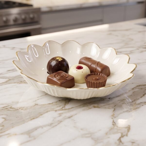 Lotus Flower Decorative Serving Tray – Elegant Snack & Dry Fruit Platter