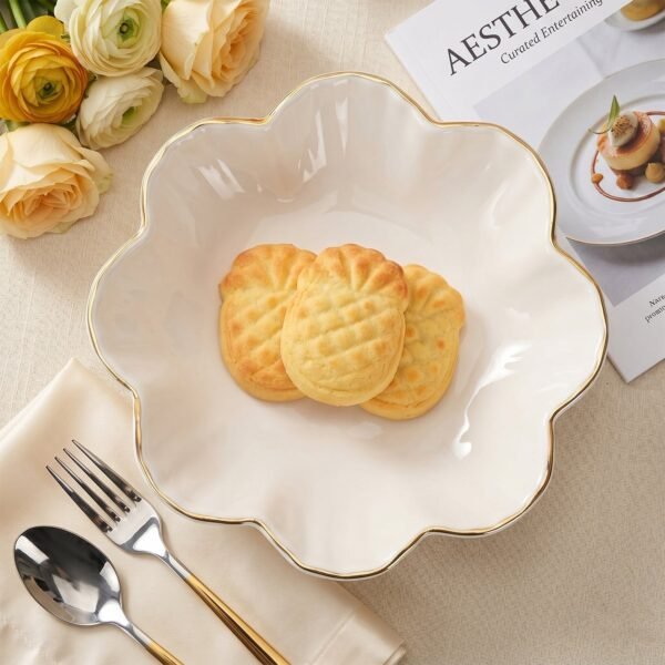 Lotus Flower Decorative Serving Tray – Elegant Snack & Dry Fruit Platter