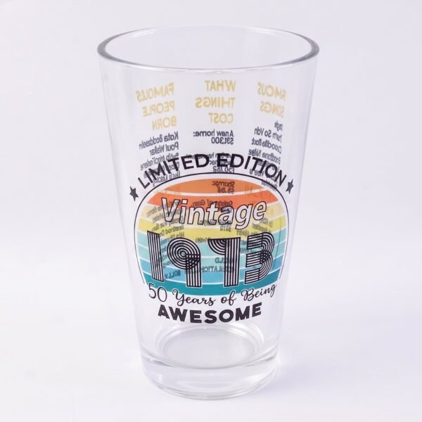 Printed Vintage Trivia Drinking Glass – Unique Novelty Gift