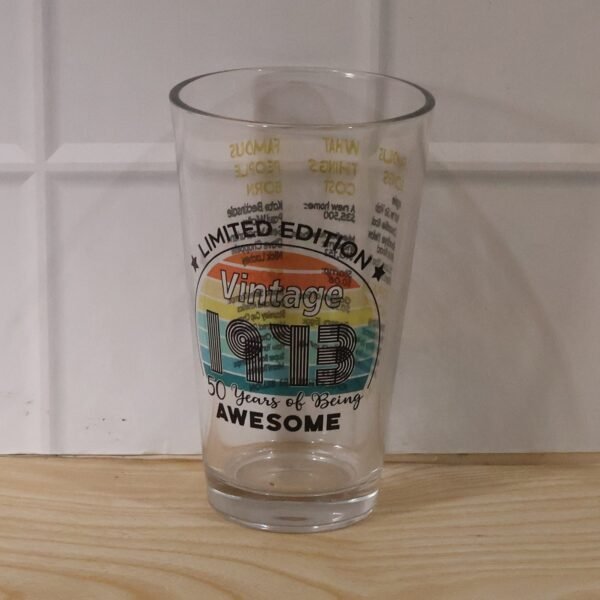 Printed Vintage Trivia Drinking Glass – Unique Novelty Gift