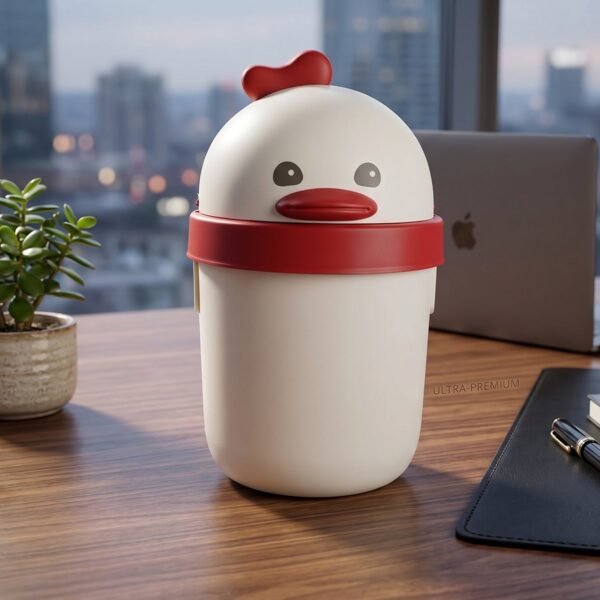 Mini Desktop Trash Can with Lid – Cute Chick Design for Office & Home