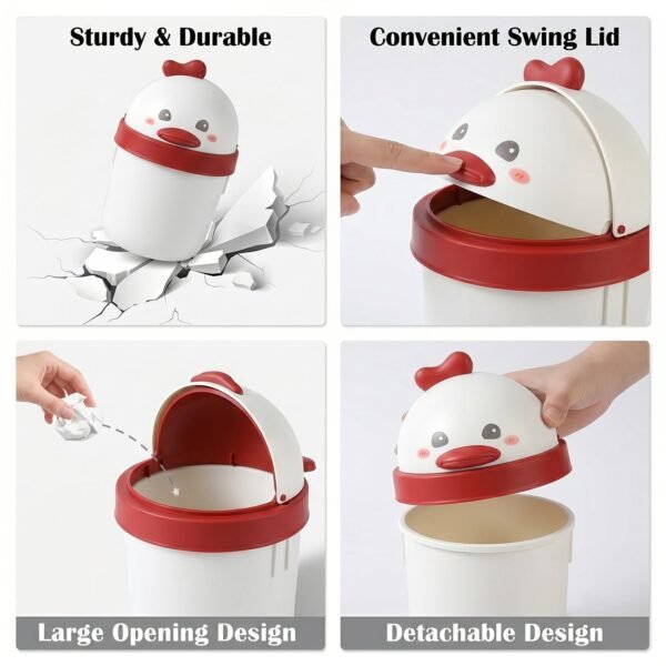Mini Desktop Trash Can with Lid – Cute Chick Design for Office & Home