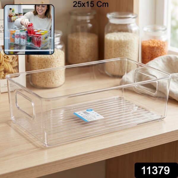 Plastic Storage Box Organizer with Handles – Clear & Space-saving